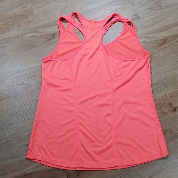 🔺️Danskin Neon Heathered Coral Semi-Fitted Sleeveless Athletic Tanktop Large - Picture 2 of 8